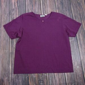 Separate Issue Womens Size Large Purple Henley Short Sleeve T Shirt Top Vintage